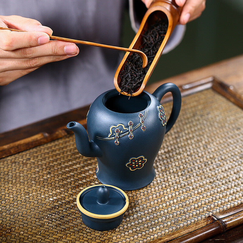5.6" China Yixing Zisha Pottery Celeste Clay Handmade 280cc Cheongsam Teapot