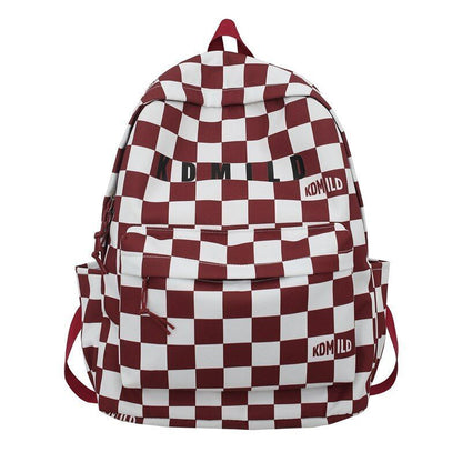 Backpack Large Students Schoolbag Stripe Style Fashionable Waterproof Polyester