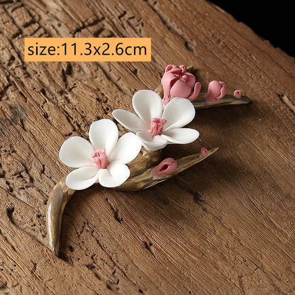 Chinese Ceramic Tea Pet Decoration Handmade Flower Shape Tea Teaware Accessories