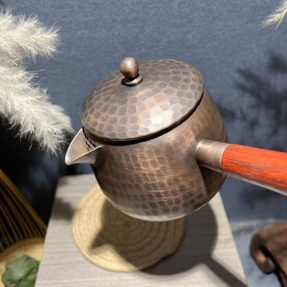 Handmade Purple Copper Side Handle Teapot 400ml Gongfu Tea Kettle