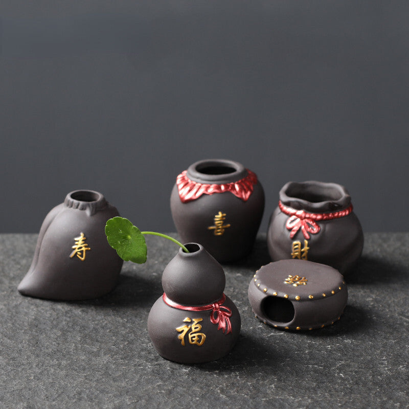 1pc Purple Clay Tea Pet Bonsai Ornaments Hydroponic Plants Tea Set Decoration