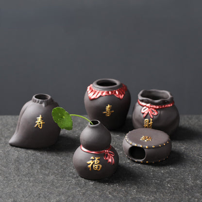 1pc Purple Clay Tea Pet Bonsai Ornaments Hydroponic Plants Tea Set Decoration