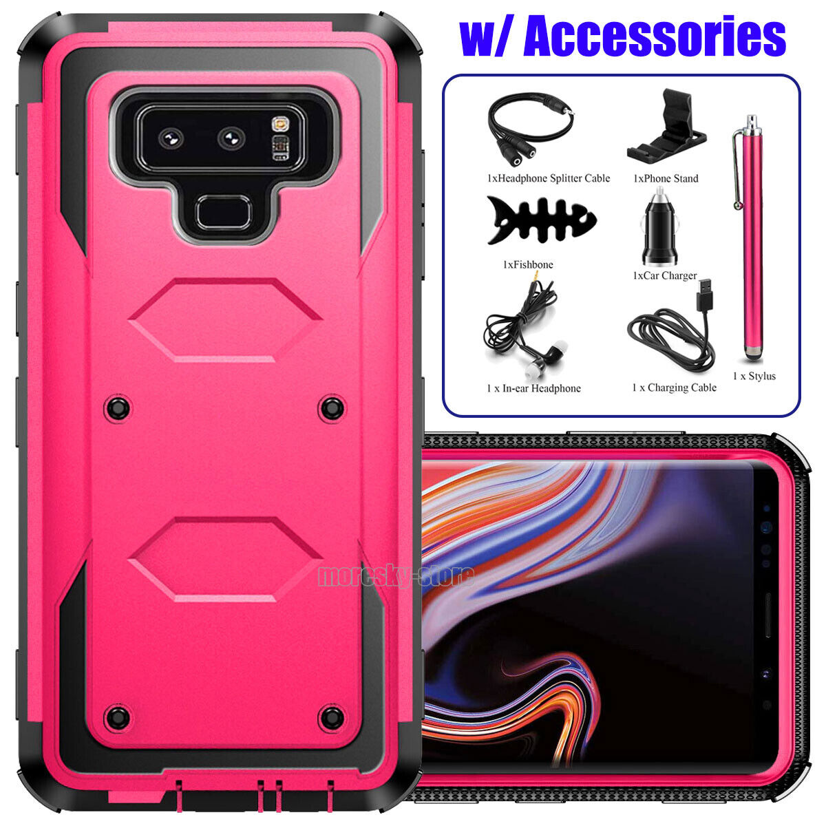 For Samsung Galaxy Note 9 Rugged Hybrid Case Phone Cover w/ Accessory