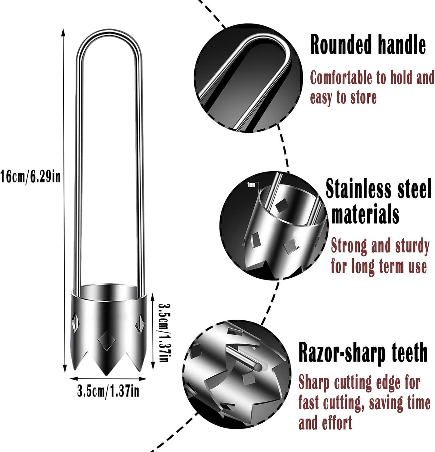 5PCS Stainless Steel Core Remover Pear & Apple Corer Vegetable Seed Extractor