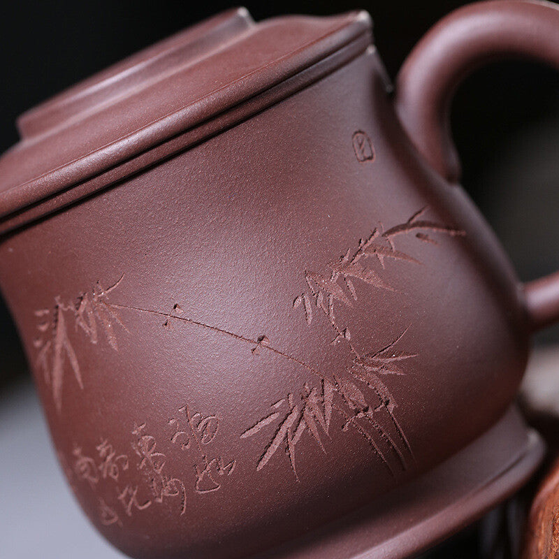 Hand Carved Office Cup Infuser Cup With Lid Original Ore Real Yixing Zisha Mug
