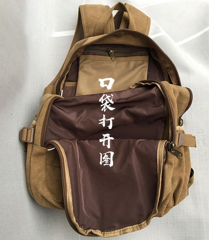 Lay Buddhist Cotton Canvas Bag Shaolin Monk Travel Big Backpack Zen Buddha Bags