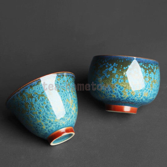 Novelty Ceramic Tea Cup Blue Ceramic Kung Fu Tea Cup
