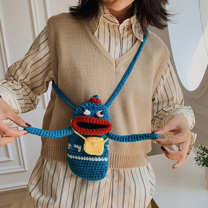 Women Shoulder Bag Knit Mushroom Style Crossbody Bags Casual Mini Purse 15*15*13