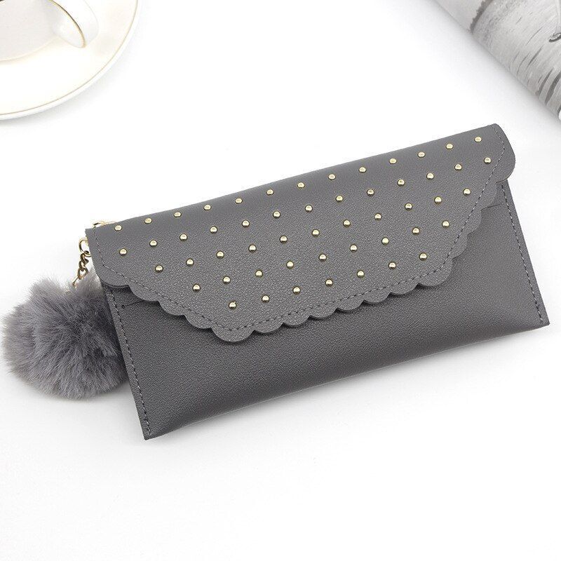 Wallet Retro Rivet Hasp Long Wallet Card Purse Synthetic Leather Phone Bag Purse