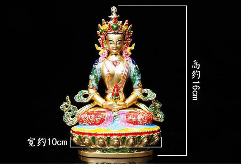 Handpainted Home Amitayus Amitabha Meditation Buddha of wealth luck statue