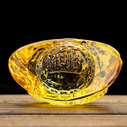 Citrine Yuanbao Carving Chinese Dragon Lucky Mascot Feng Shui Handicrafts Decor