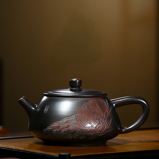 250cc Yixing Zisha Pottery Nixing Guipottery Clay Handmade Peacock Teapot