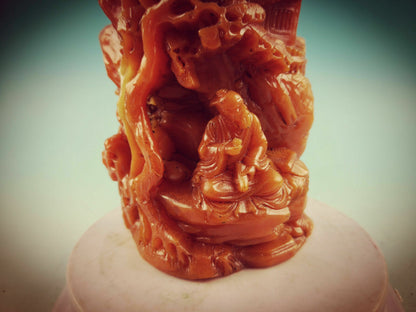 1pc China Stone Old Hand Carved Decoration Statue