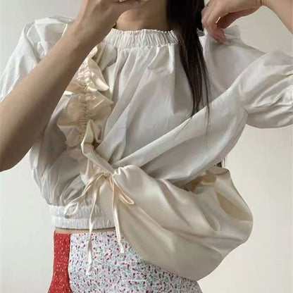 Versatile Tote Pleated Drawstring Design Large Shoulder Bag Oxford Crossbody Bag