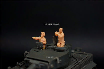 Homemade 1/72 1/64 1/87 German Tanker 2-Persons Unpainted Model Ornament Toys