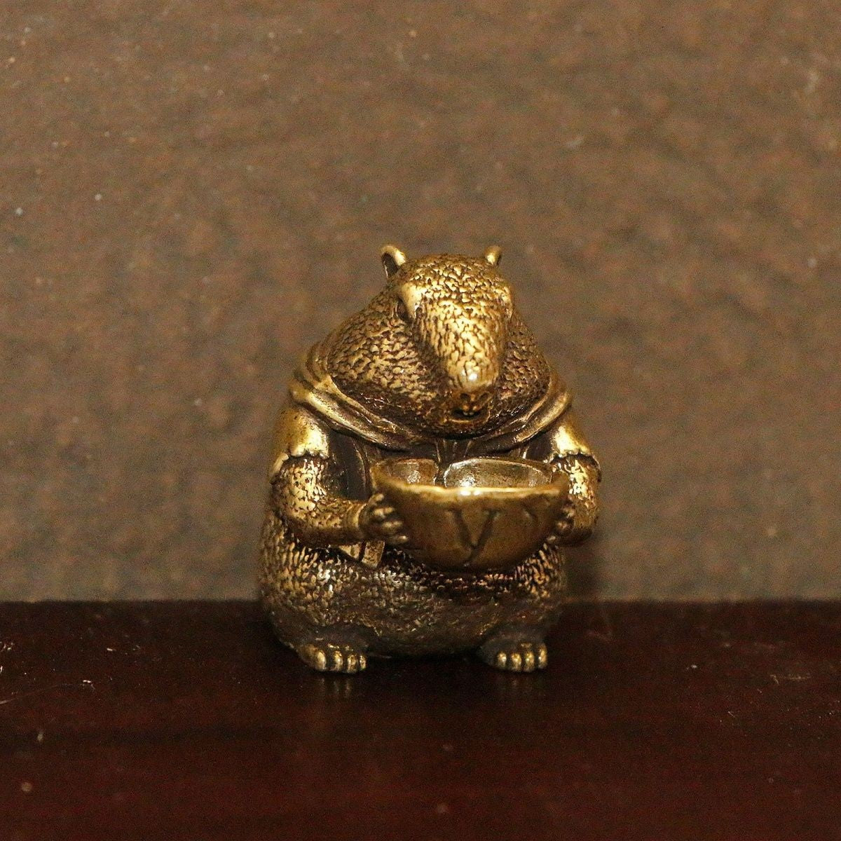 Brass Prairie Dog Figurine 3.7cm 41g Cute Desktop Ornament Brass Handheld Craft