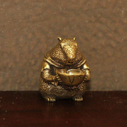 Brass Prairie Dog Figurine 3.7cm 41g Cute Desktop Ornament Brass Handheld Craft