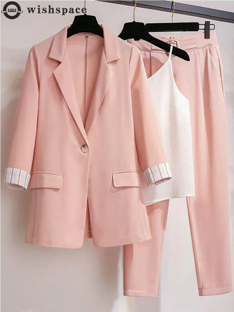 Women's Suit Female Blazer Leisure Pants Suit Jacket 3 Piece Jacket Pants Set