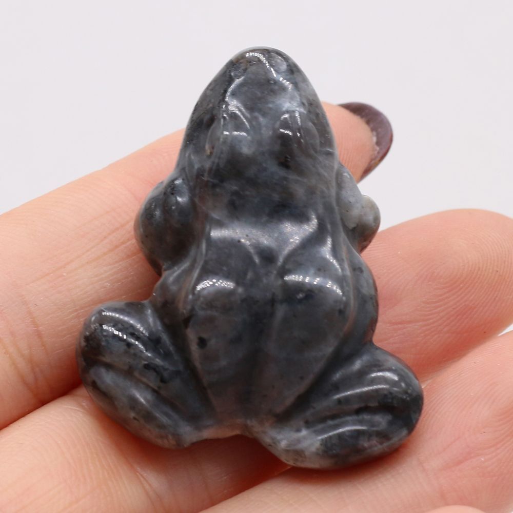 Frog Statue Figurine Natural Stones Hand Carved Ornament Healing Crystal 30x38mm