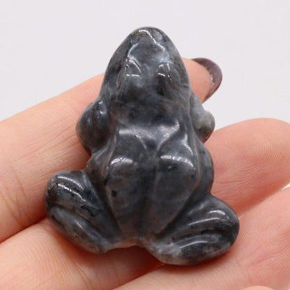 Frog Statue Figurine Natural Stones Hand Carved Ornament Healing Crystal 30x38mm