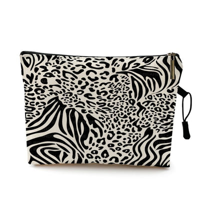 Water Resistant Makeup Bag Zebra Stripe Brown Pink Leopard Print Cosmetic Purse