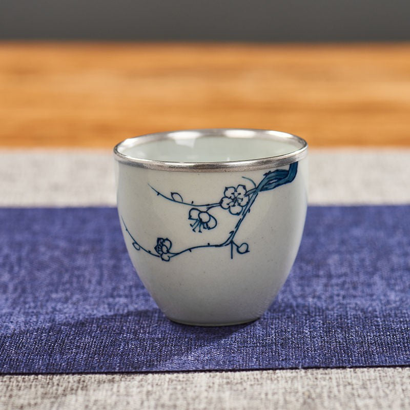 1pc Hand Drawn Blue and White Tea Cup Master's Cup Single Cup Ceramic Tea Set