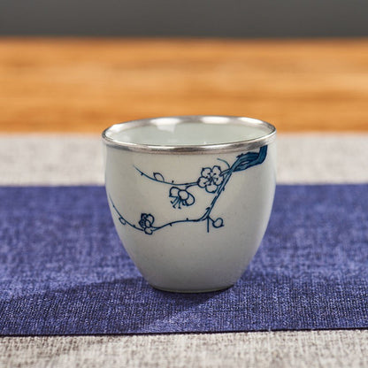 1pc Hand Drawn Blue and White Tea Cup Master's Cup Single Cup Ceramic Tea Set