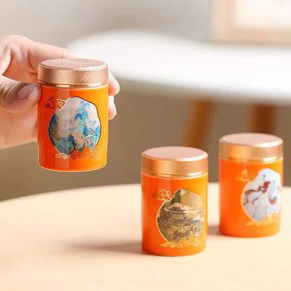 1pc Chinese Portable Travel Tea CaddyJar Ceramic Container Tea Set Accessories