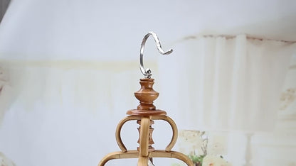 27.5 Cm Chinese Circular Shape Carving Bamboo Wood Birdcage