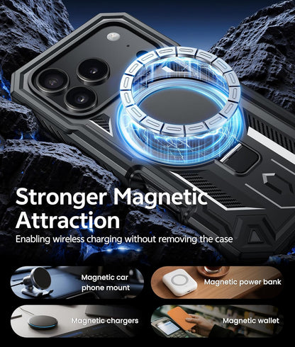 for Iphone 17 Pro Case: Magnetic Stand Case with Built-In Screen Protector Compa