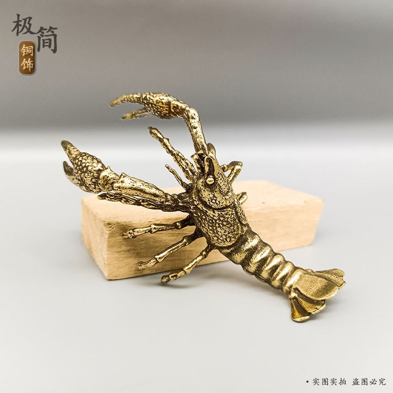 Vintage Brass Lobster Ornament Solid Copper Tea Pet Fish Tank Landscape
