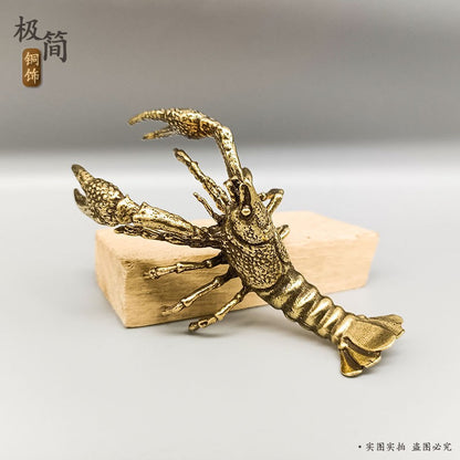 Vintage Brass Lobster Ornament Solid Copper Tea Pet Fish Tank Landscape