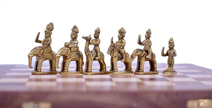 Copper and Golden Antique Wooden Folding Chess Set Board Game Set 14"x14"Folding
