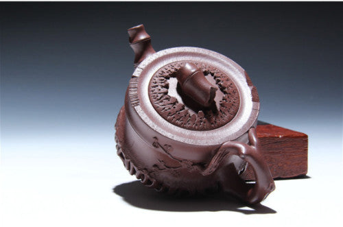 Yixing Zisha Purple Clay Mud Pottery Handmadebamboo Root 290ml Tea Pot Teapot