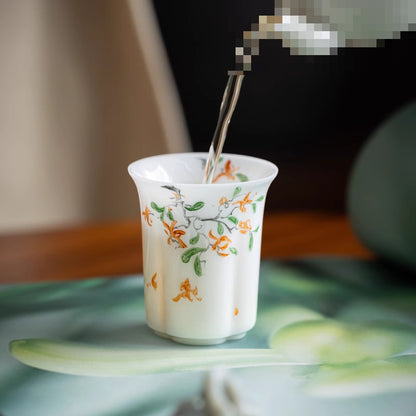 Hand Drawn Jade Porcelain Single Cup Tea Tasting Cup Household White Porcelain