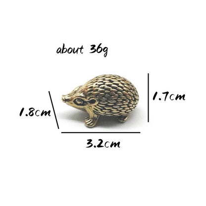 Solid Brass Hedgehog Figurine Animal Statue Toy Ornament Miniature Gift Tea Pet