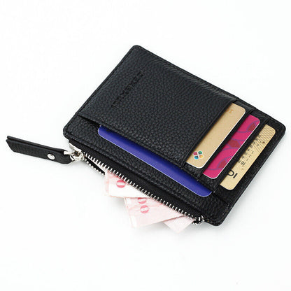 Unisex ID Card Holder Business Credit Card Case Portable Zippper Wallet Leather