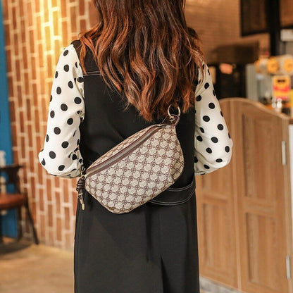 Shoulder Bag Luxury Crossbody Sling Chain Strap Leather Plaid Chest Belt Handbag