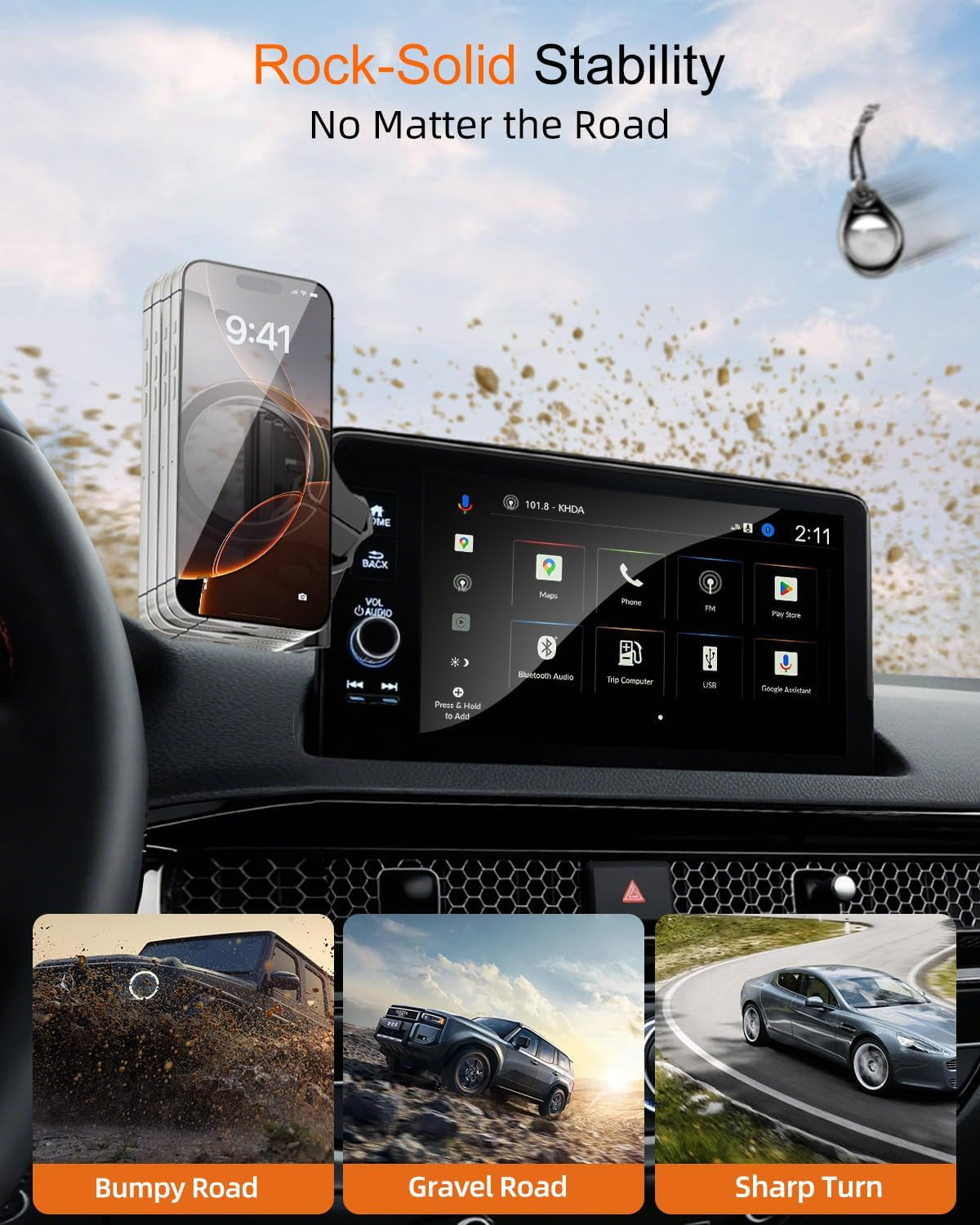 Magnetic Phone Holder for Honda Civic 11Th Gen 2022 2023 2024 2025 2026, 360° Ca