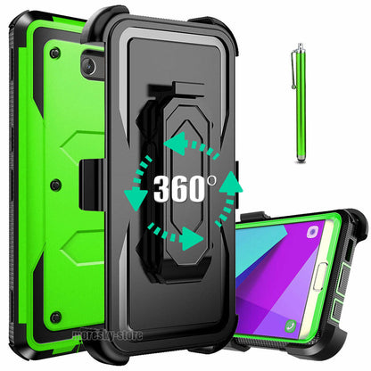 For Samsung J7 2017 J7 Sky Pro Prime Case, w/ Belt Clip Stand Rugged Phone Cover