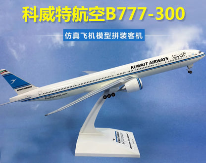 37CM 1:200 Risesoon KUWAIT BOEING 777-300 Passenger Airplane ABS Plastic Model