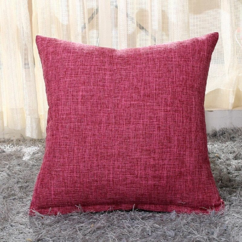Pillows Cover Sofa Waist Cushion Solid Linen Throw Pillowcase Office Home Decor