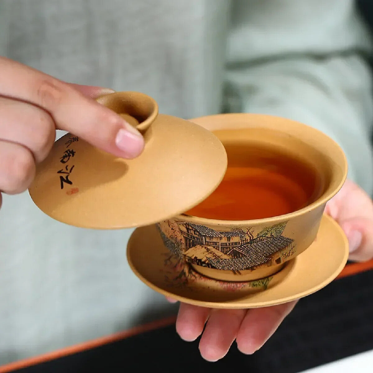 Yixing Hand-painted Pocaro Cup Jiangnan Tea Set Handmade Landscape