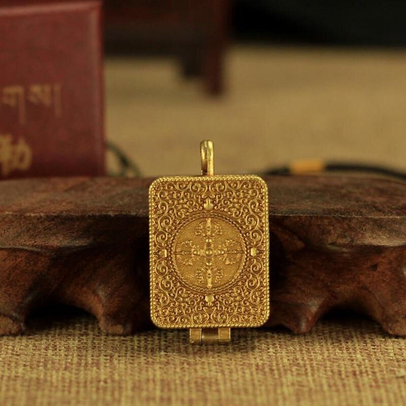 1.5inch Vintage Tibet Buddhism Six Words Mantra Necklaces Amulet Necklace