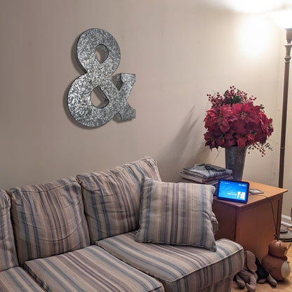 Huge 20" Metal Letter Hanging Wall Décor, Galvanized Metal with Rusted Edges