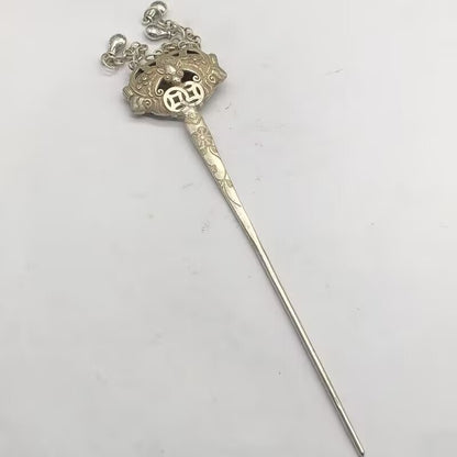 Collection of Ancient Chinese Silver Handcrafted Bat Hairpin Hair Accessories