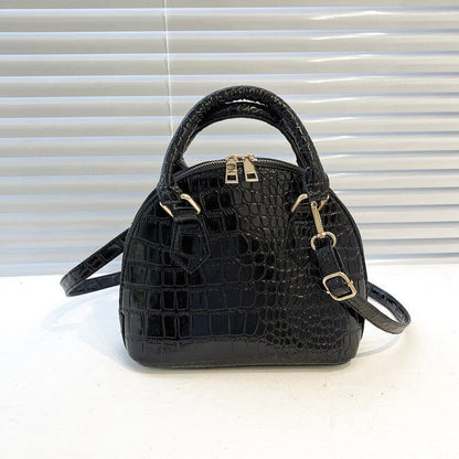 Retro Synthetic Leather Crossbody Bag Pattern Shoulder Bags Shell Shaped Purse