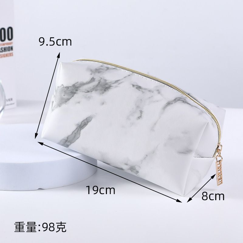 Pink Marble Pattern Cosmetic Bag Toiletries Storage Purse Waterproof Makeup Case