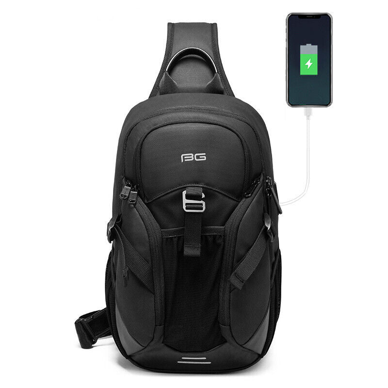 Sling Backpack Oxford cloth Waterproof Black Crossbody Bag Outdoor Sport Bags