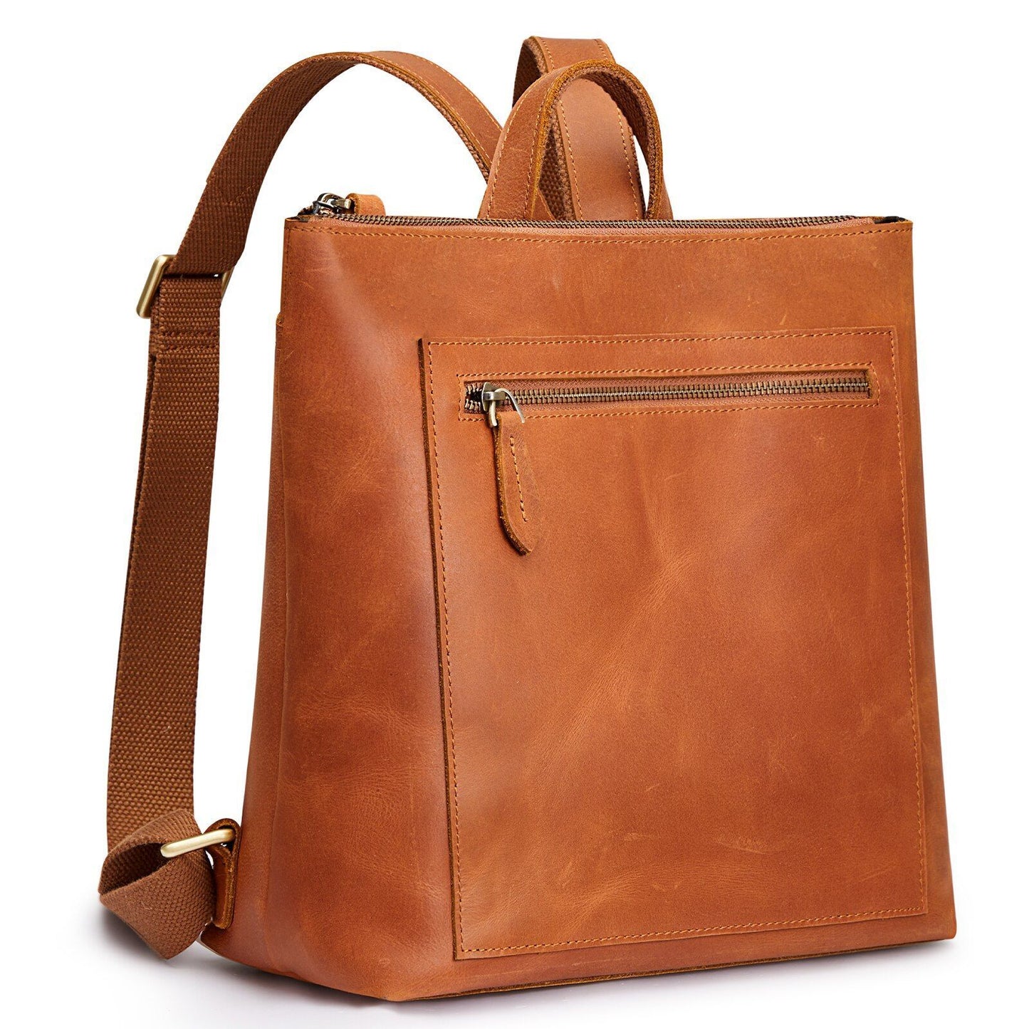 Women Genuine Leather Backpack Purse Vintage Schoolbag Luggage Sleeve Traveling